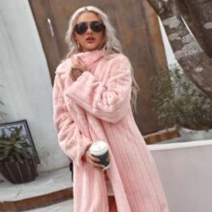 Long Coat Teddy Bear Pink